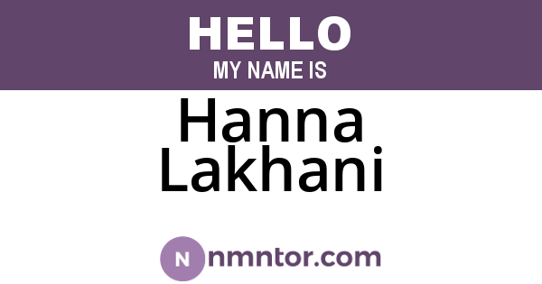 Hanna Lakhani