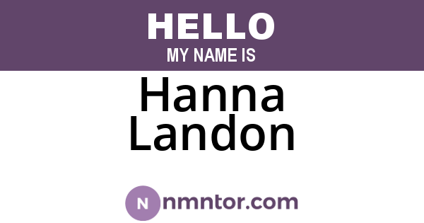 Hanna Landon