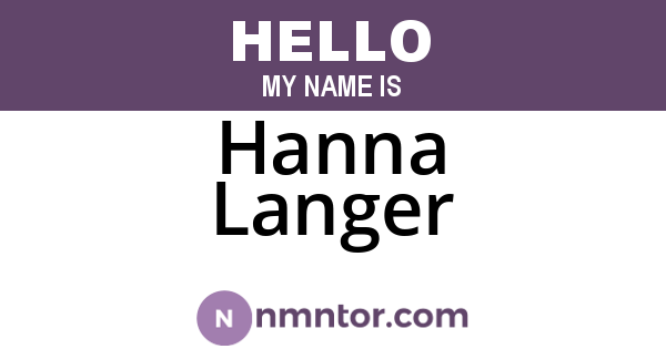 Hanna Langer