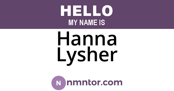 Hanna Lysher
