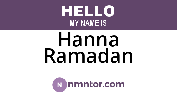 Hanna Ramadan