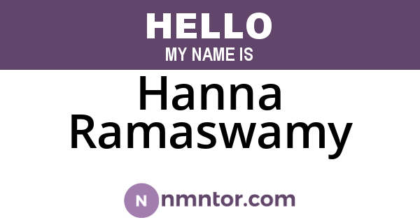 Hanna Ramaswamy