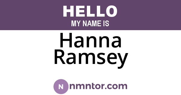 Hanna Ramsey