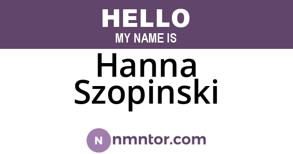 Hanna Szopinski