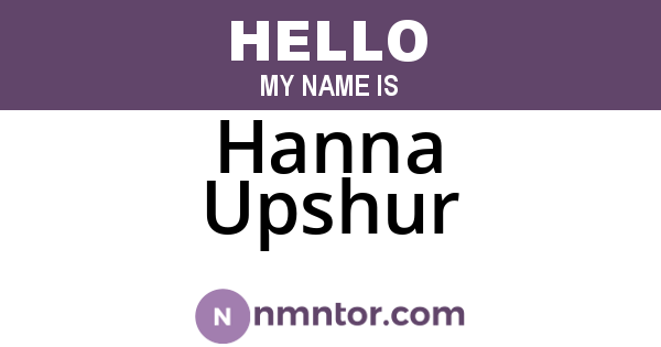 Hanna Upshur
