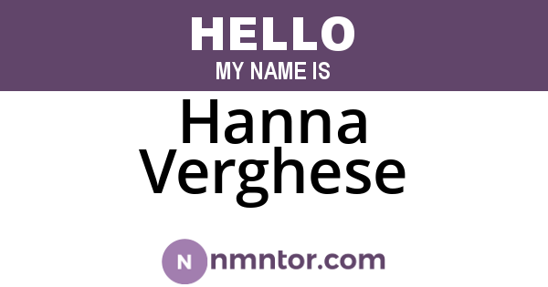 Hanna Verghese