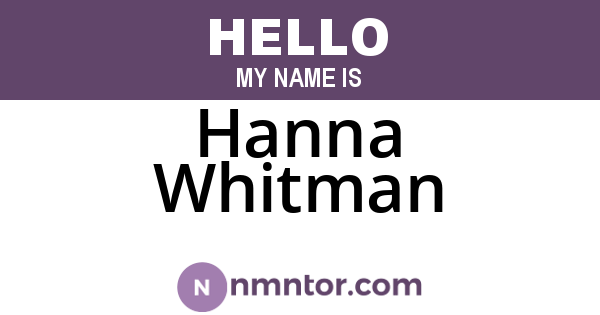 Hanna Whitman
