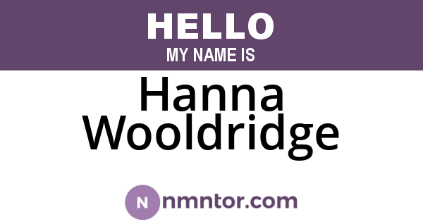 Hanna Wooldridge