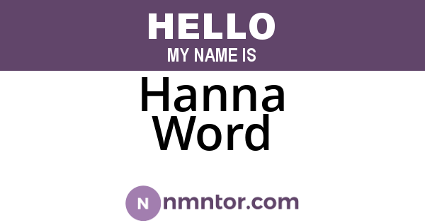 Hanna Word