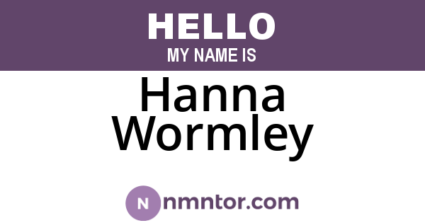 Hanna Wormley