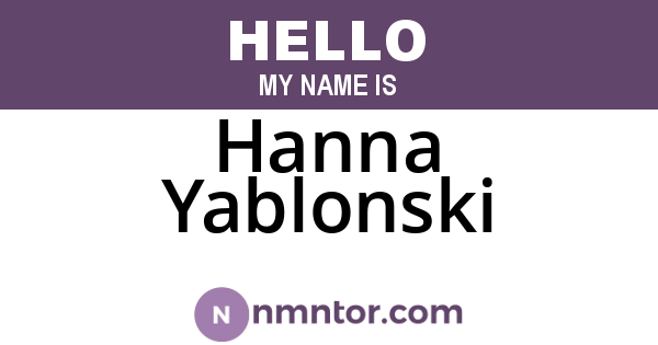 Hanna Yablonski