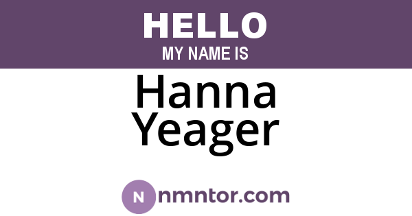 Hanna Yeager