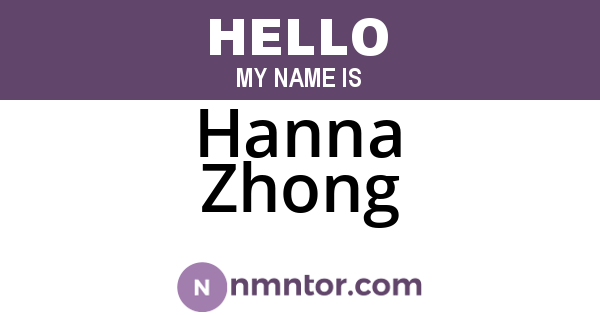 Hanna Zhong