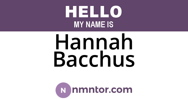 Hannah Bacchus