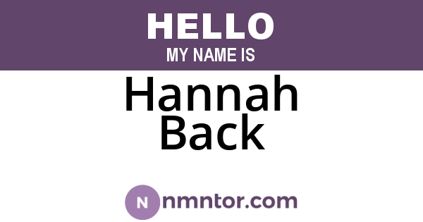 Hannah Back
