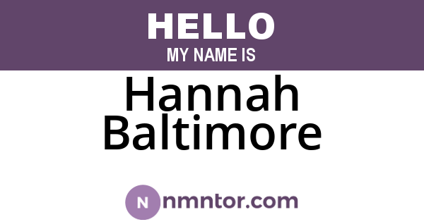 Hannah Baltimore