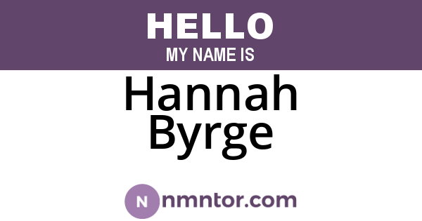 Hannah Byrge