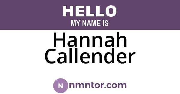 Hannah Callender