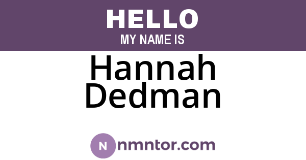 Hannah Dedman