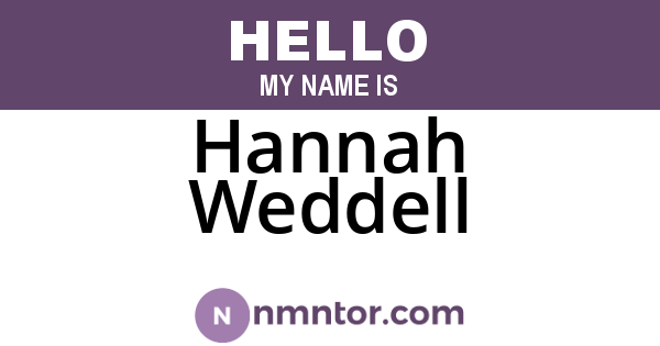 Hannah Weddell