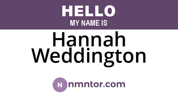 Hannah Weddington