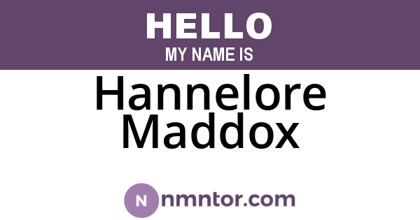 Hannelore Maddox