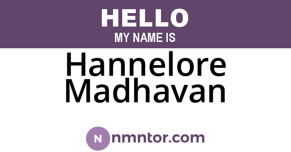 Hannelore Madhavan