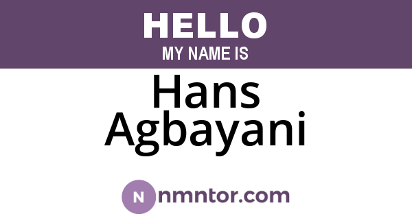 Hans Agbayani