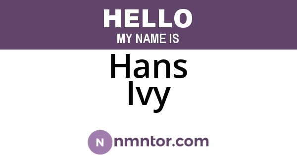Hans Ivy