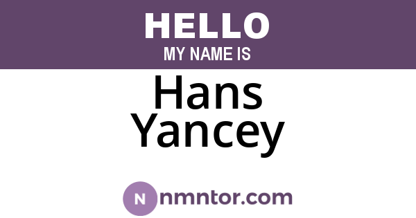 Hans Yancey
