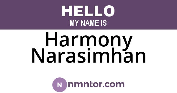 Harmony Narasimhan