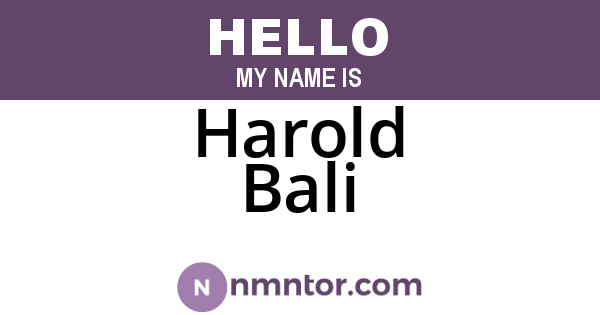 Harold Bali