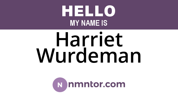 Harriet Wurdeman