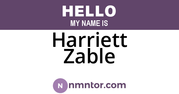 Harriett Zable