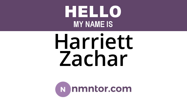 Harriett Zachar