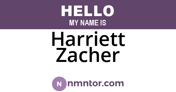 Harriett Zacher