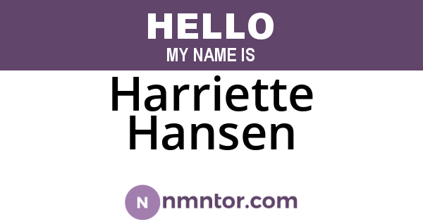 Harriette Hansen