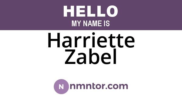 Harriette Zabel