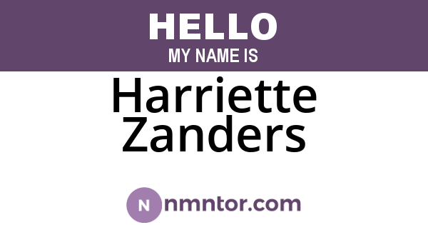 Harriette Zanders