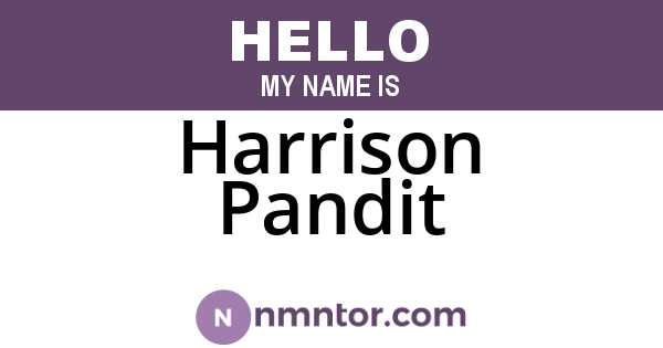 Harrison Pandit