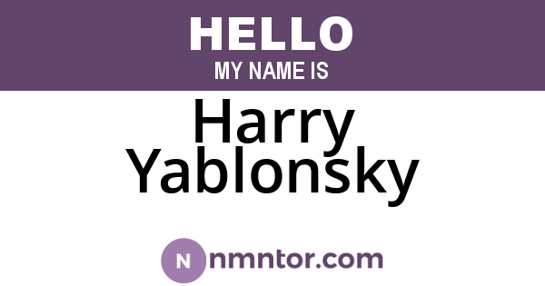 Harry Yablonsky