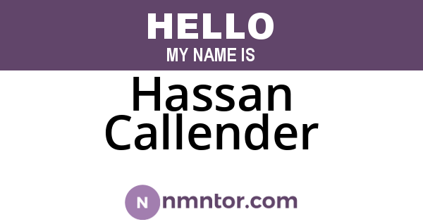 Hassan Callender