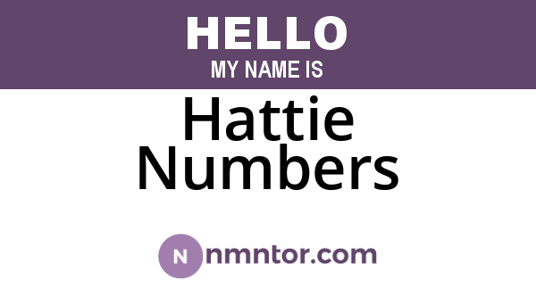 Hattie Numbers