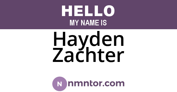 Hayden Zachter
