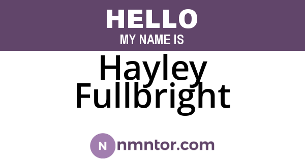 Hayley Fullbright