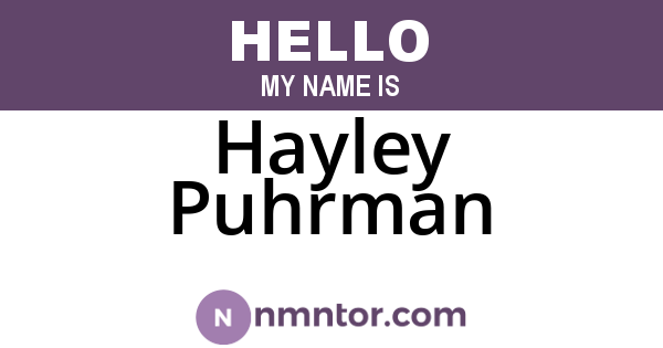 Hayley Puhrman