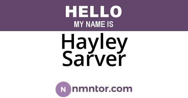Hayley Sarver