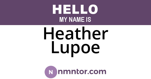 Heather Lupoe