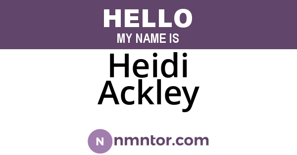 Heidi Ackley
