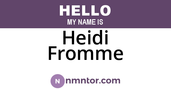 Heidi Fromme